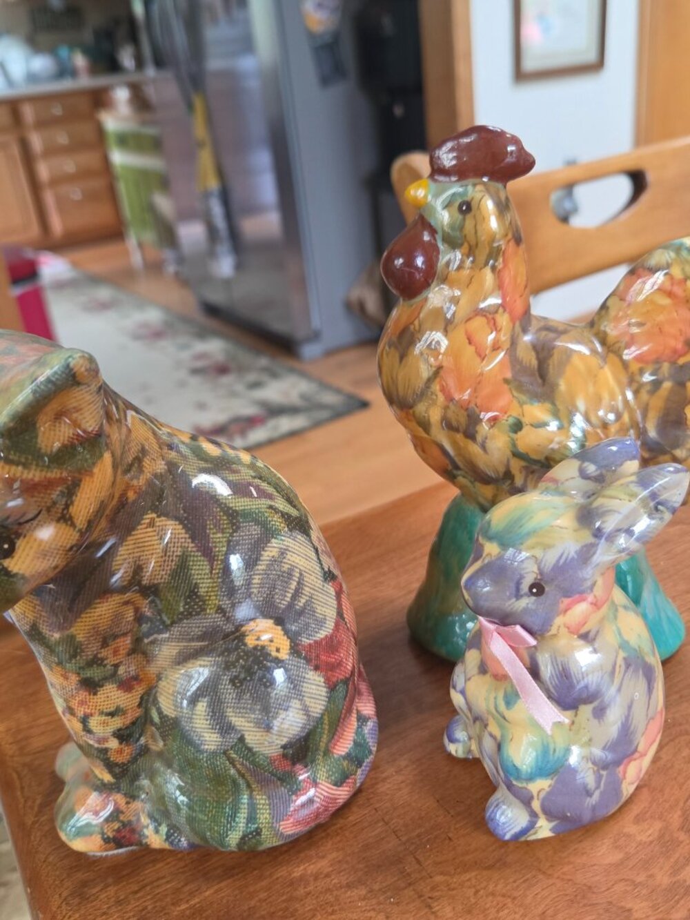 drip glaze sponge paint lot of bunny rooster and cat